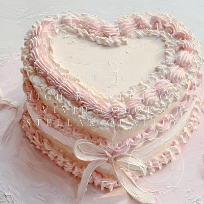 Vintage Heart Cake Tv Art, Digital Download Art for Frame Tv, Celebration Tv Art, Birthday Tv Art, Bridal Tv Art, Oil Painting Frame Tv Art