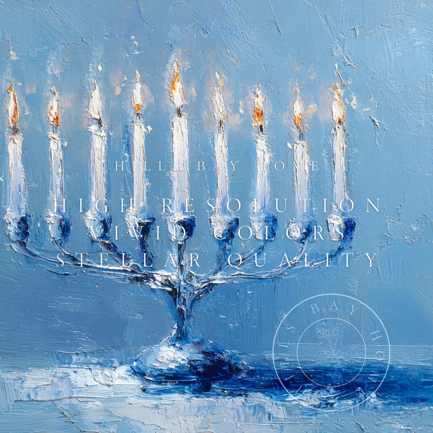 Hanukkah Frame Tv Art, Digital Download Art for Frame Tv, Holiday Tv Art, Menorah Tv Art, Painting Frame Tv Art
