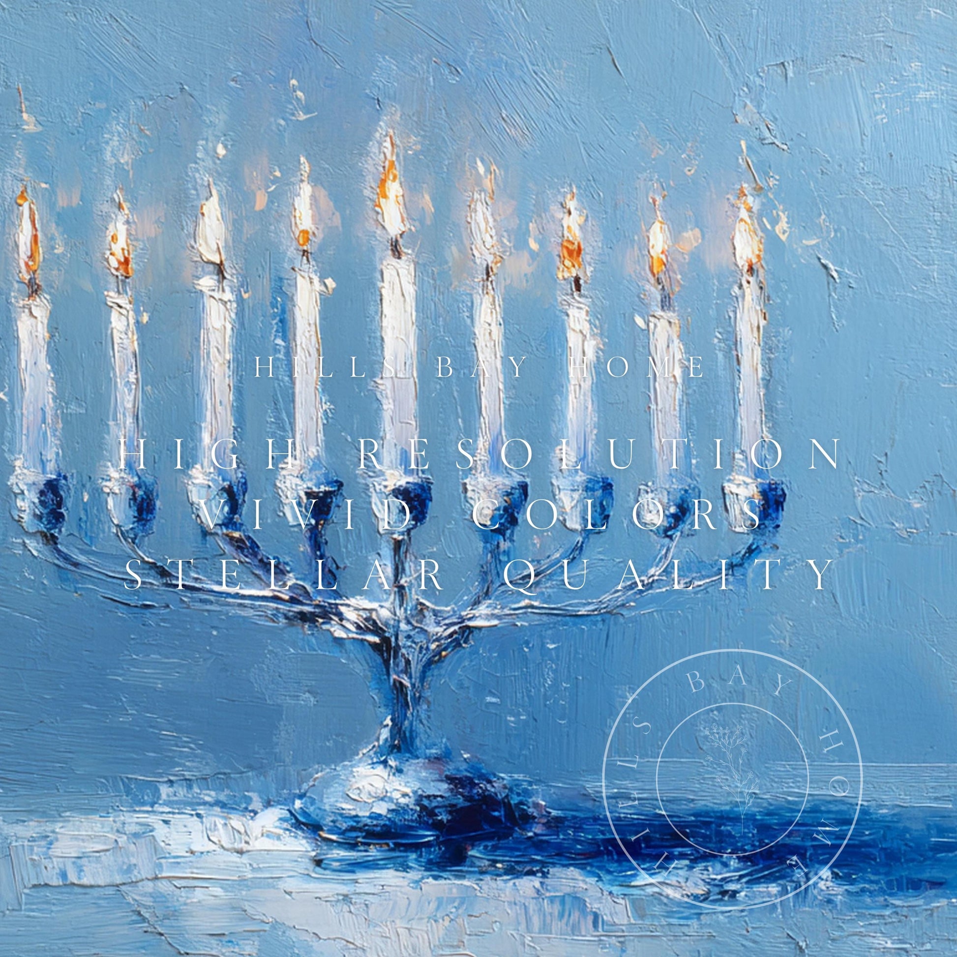 Hanukkah Frame Tv Art, Digital Download Art for Frame Tv, Holiday Tv Art, Menorah Tv Art, Painting Frame Tv Art
