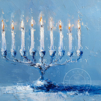 Hanukkah Frame Tv Art, Digital Download Art for Frame Tv, Holiday Tv Art, Menorah Tv Art, Painting Frame Tv Art