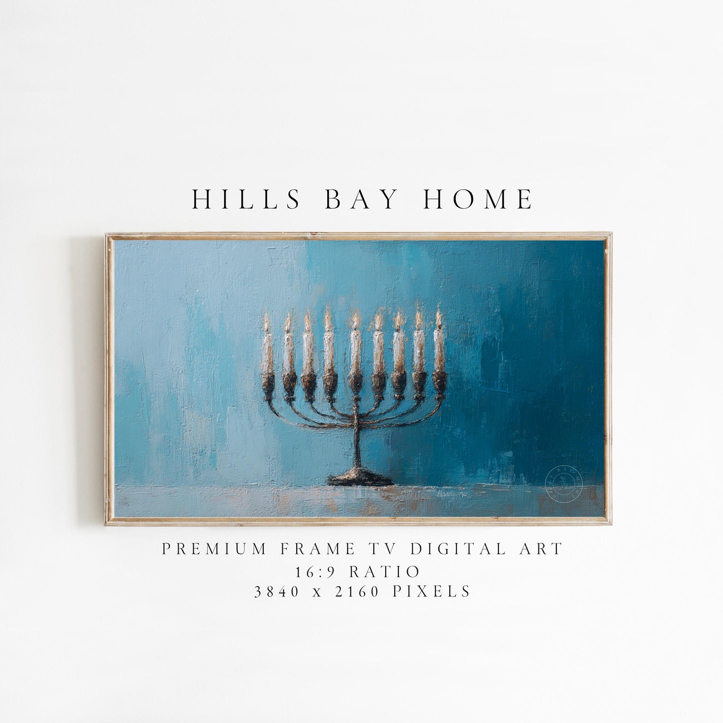 Hanukkah Frame Tv Art, Digital Download Art for Frame Tv, Holiday Tv Art, Menorah Tv Art, Painting Frame Tv Art