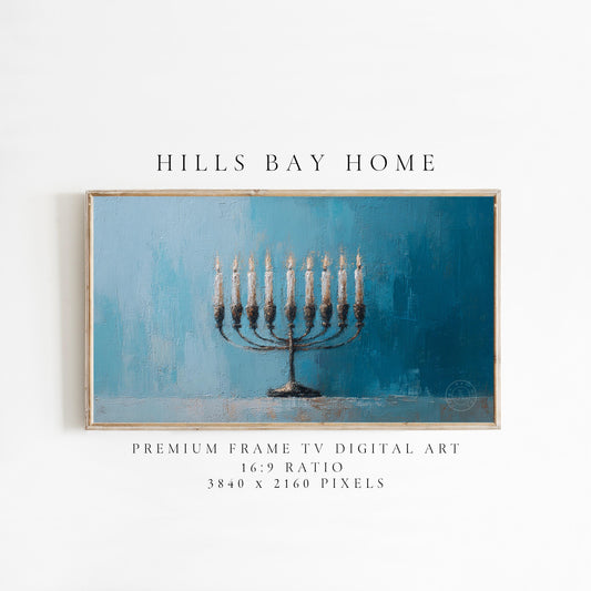 Hanukkah Frame Tv Art, Digital Download Art for Frame Tv, Holiday Tv Art, Menorah Tv Art, Painting Frame Tv Art