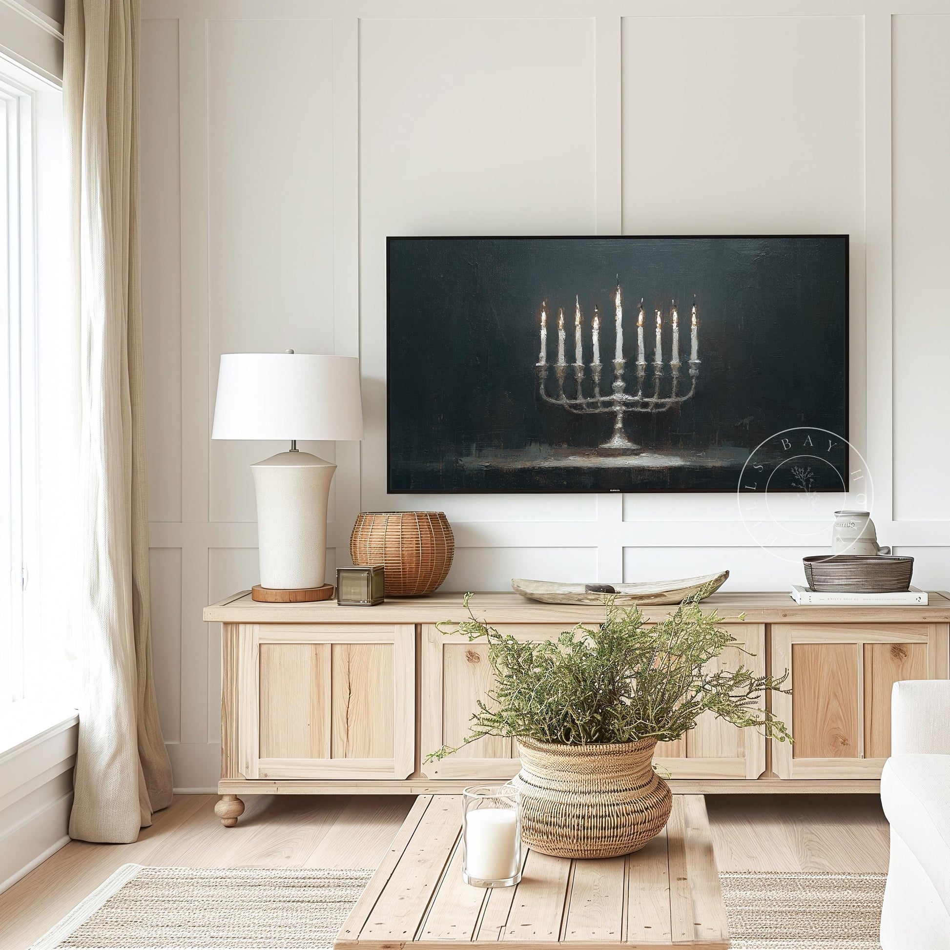 Hanukkah Frame Tv Art, Digital Download Art for Frame Tv, Holiday Tv Art, Menorah Tv Art, Painting Frame Tv Art
