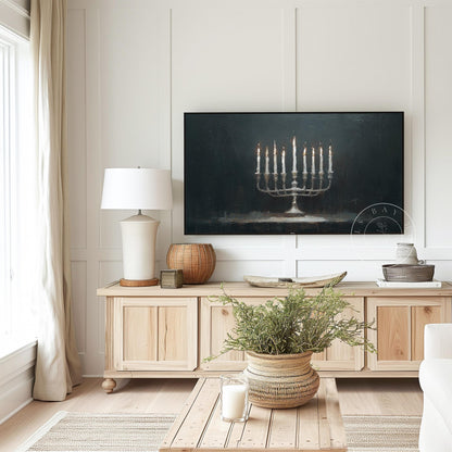 Hanukkah Frame Tv Art, Digital Download Art for Frame Tv, Holiday Tv Art, Menorah Tv Art, Painting Frame Tv Art