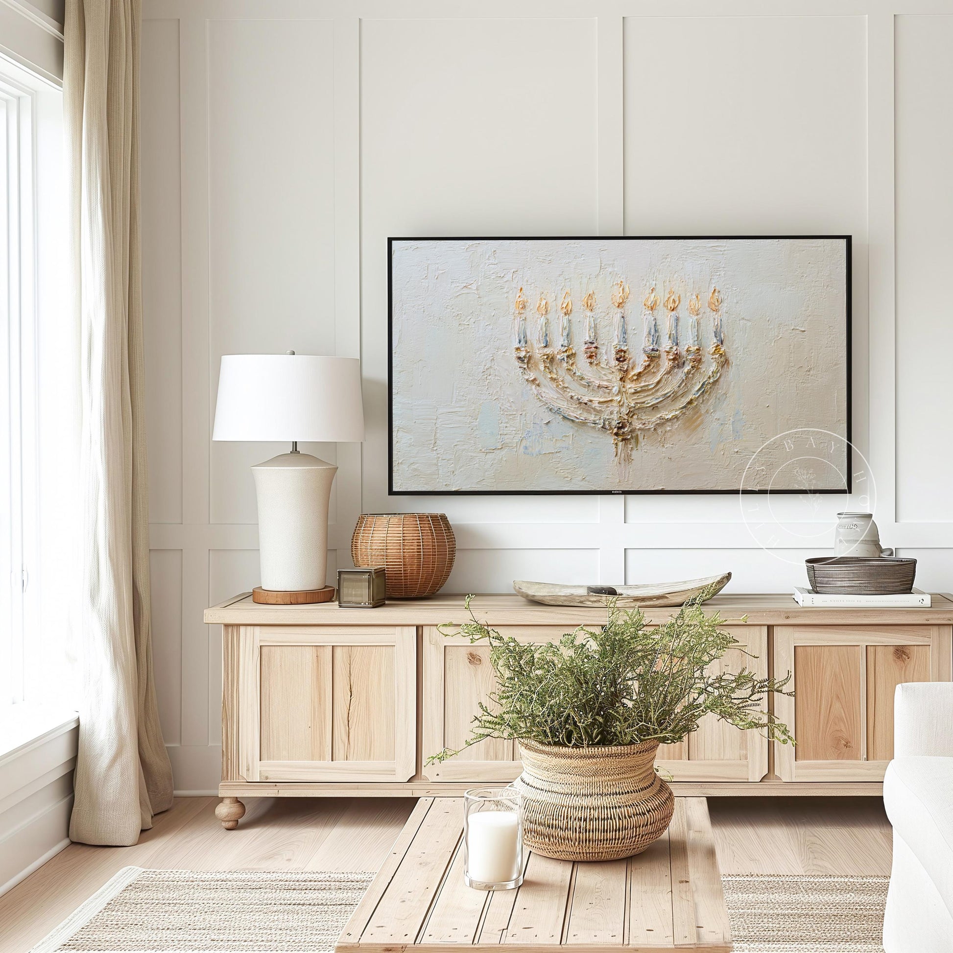 Hanukkah Frame Tv Art, Digital Download Art for Frame Tv, Holiday Tv Art, Menorah Tv Art, Painting Frame Tv Art