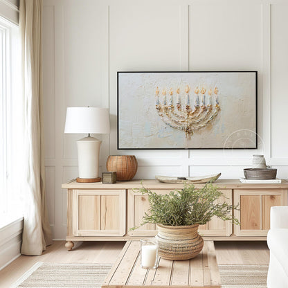 Hanukkah Frame Tv Art, Digital Download Art for Frame Tv, Holiday Tv Art, Menorah Tv Art, Painting Frame Tv Art
