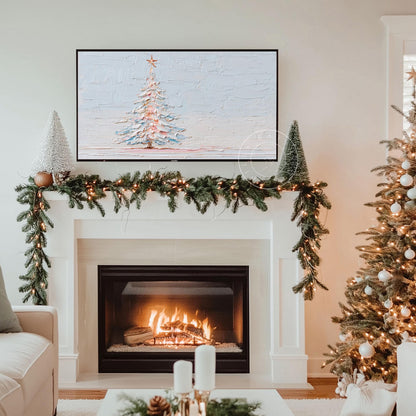 Neutral Christmas Tree Frame Tv Art, Digital Download Art for Frame Tv, Winter Tv Art, Christmas Tv Art, Painting Frame Tv Art
