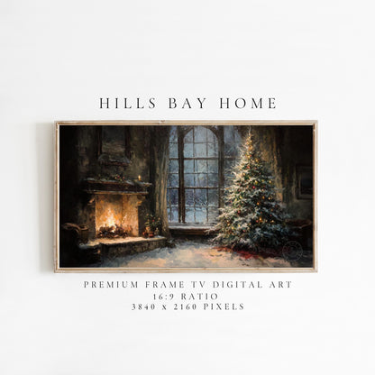 Moody Christmas Scene Frame Tv Art, Digital Download Art for Frame Tv, Winter Tv Art, Christmas Tv Art, Painting Frame Tv Art