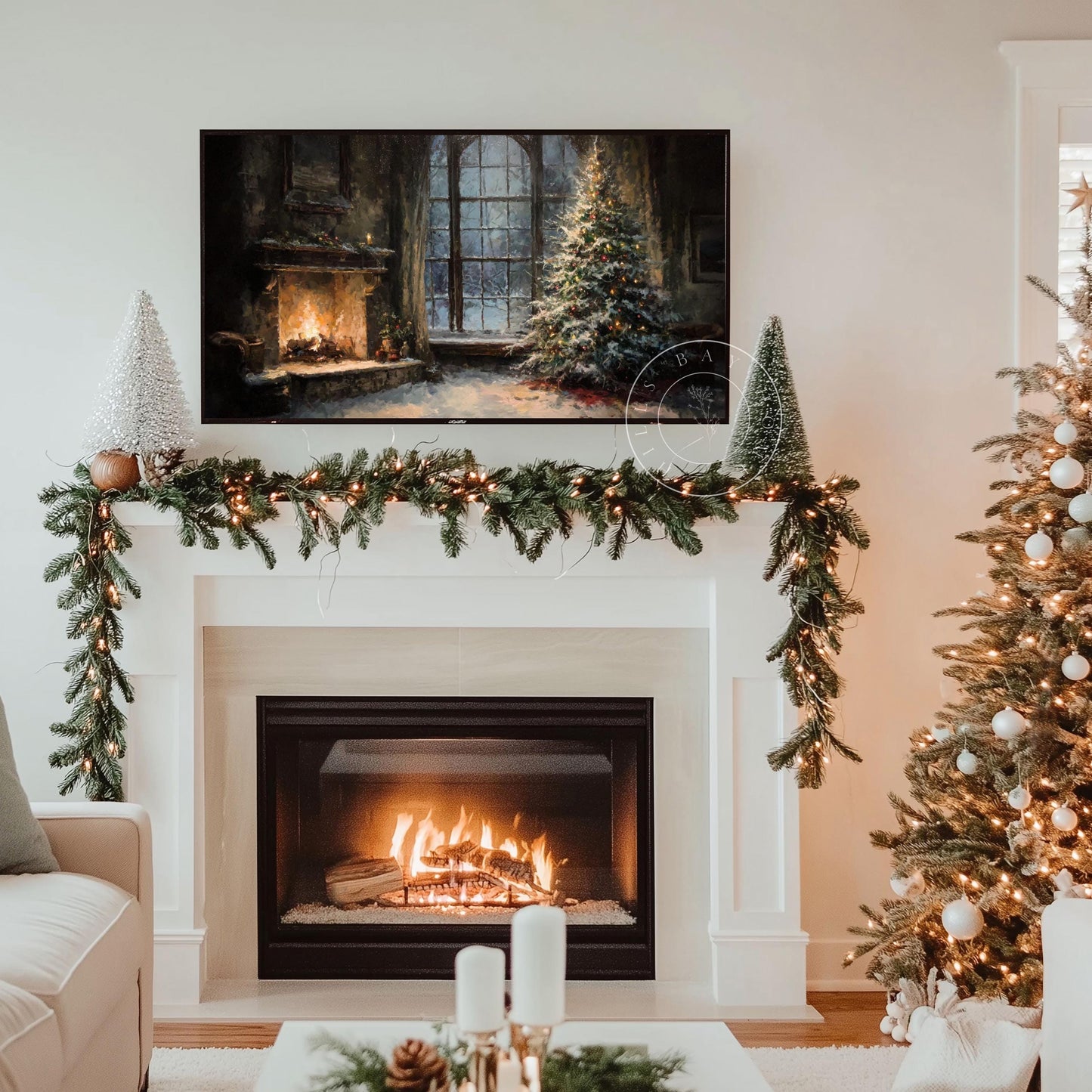 Moody Christmas Scene Frame Tv Art, Digital Download Art for Frame Tv, Winter Tv Art, Christmas Tv Art, Painting Frame Tv Art