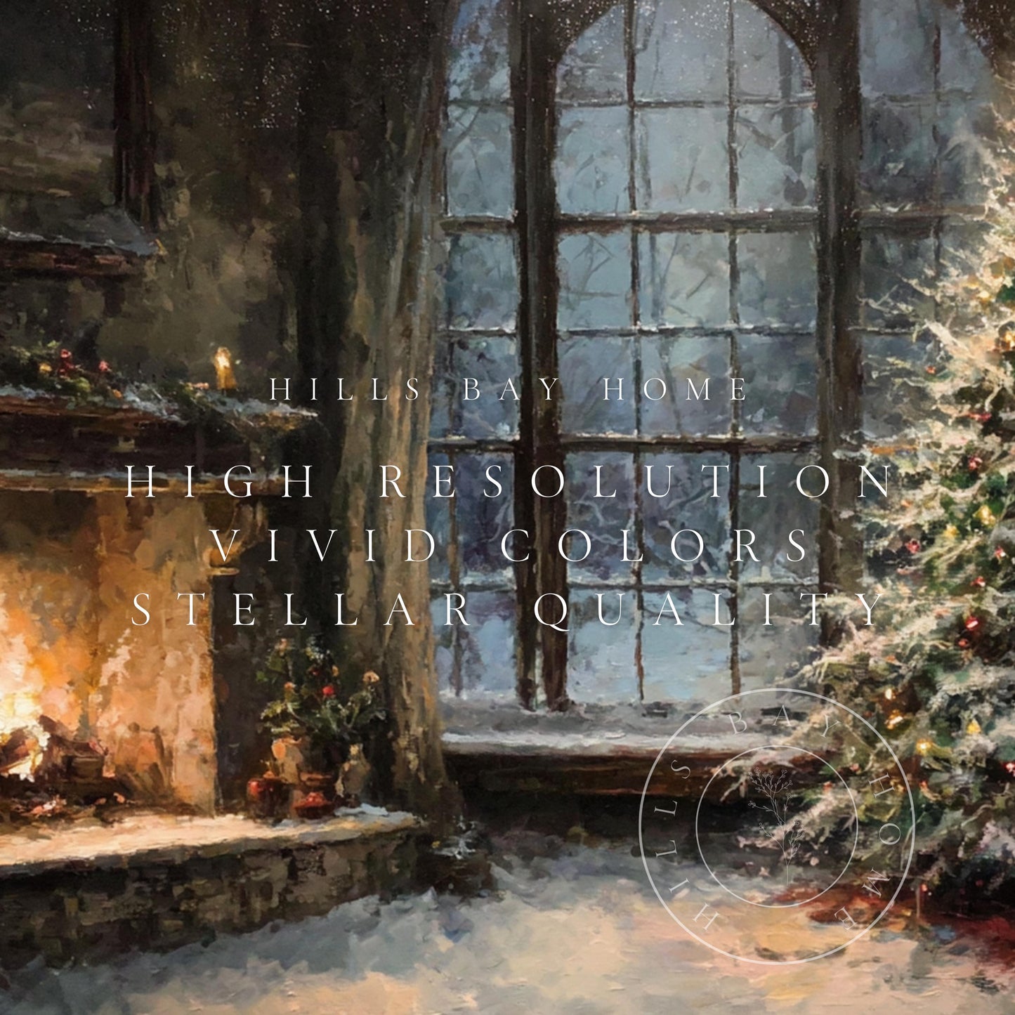 Moody Christmas Scene Frame Tv Art, Digital Download Art for Frame Tv, Winter Tv Art, Christmas Tv Art, Painting Frame Tv Art