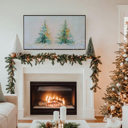 Christmas Tree Frame Tv Art, Digital Download Art for Frame Tv, Winter Tv Art, Christmas Tv Art, Painting Frame Tv Art