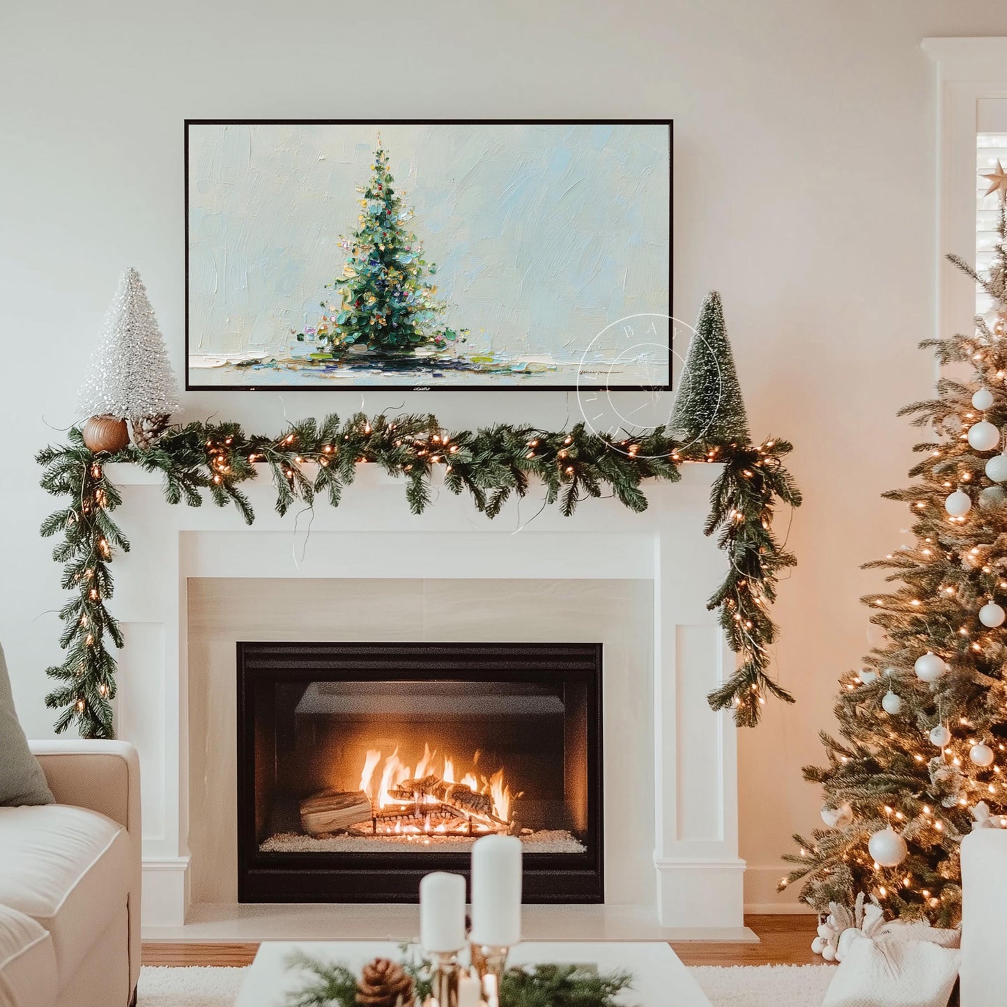 Christmas Tree Frame Tv Art, Digital Download Art for Frame Tv, Winter Tv Art, Christmas Tv Art, Painting Frame Tv Art