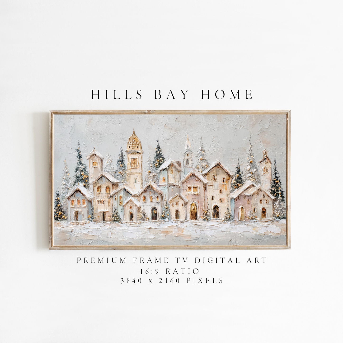 Christmas Village Frame Tv Art, Digital Download Art for Frame Tv, Winter Tv Art, Christmas Tv Art, Painting Frame Tv Art