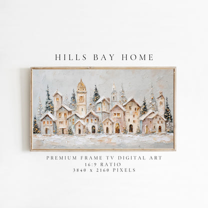Christmas Village Frame Tv Art, Digital Download Art for Frame Tv, Winter Tv Art, Christmas Tv Art, Painting Frame Tv Art