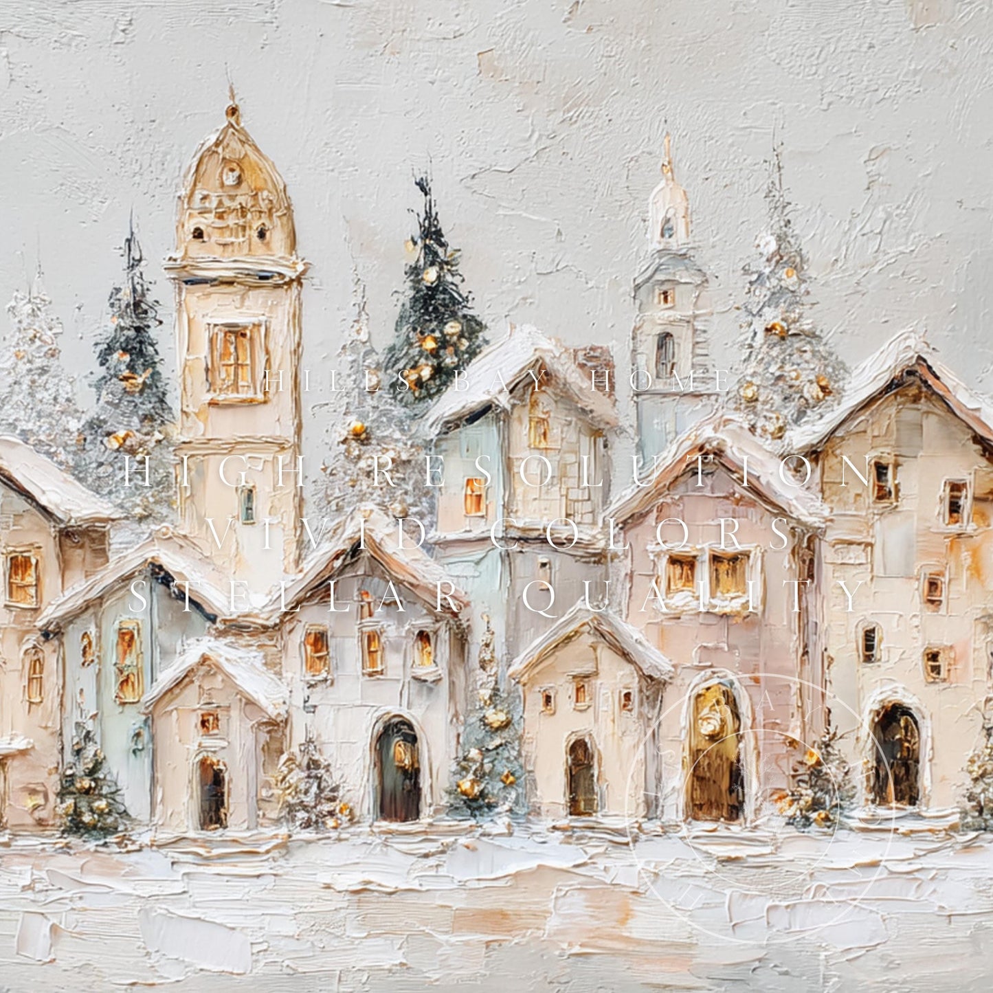 Christmas Village Frame Tv Art, Digital Download Art for Frame Tv, Winter Tv Art, Christmas Tv Art, Painting Frame Tv Art