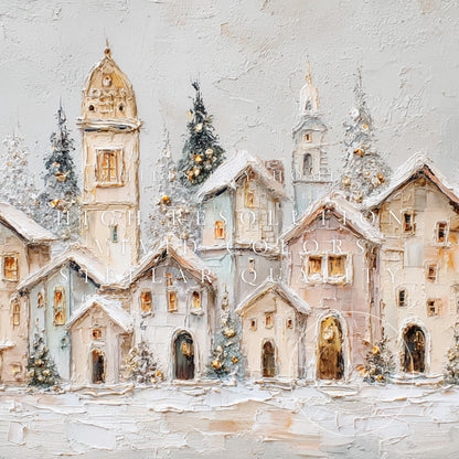 Christmas Village Frame Tv Art, Digital Download Art for Frame Tv, Winter Tv Art, Christmas Tv Art, Painting Frame Tv Art