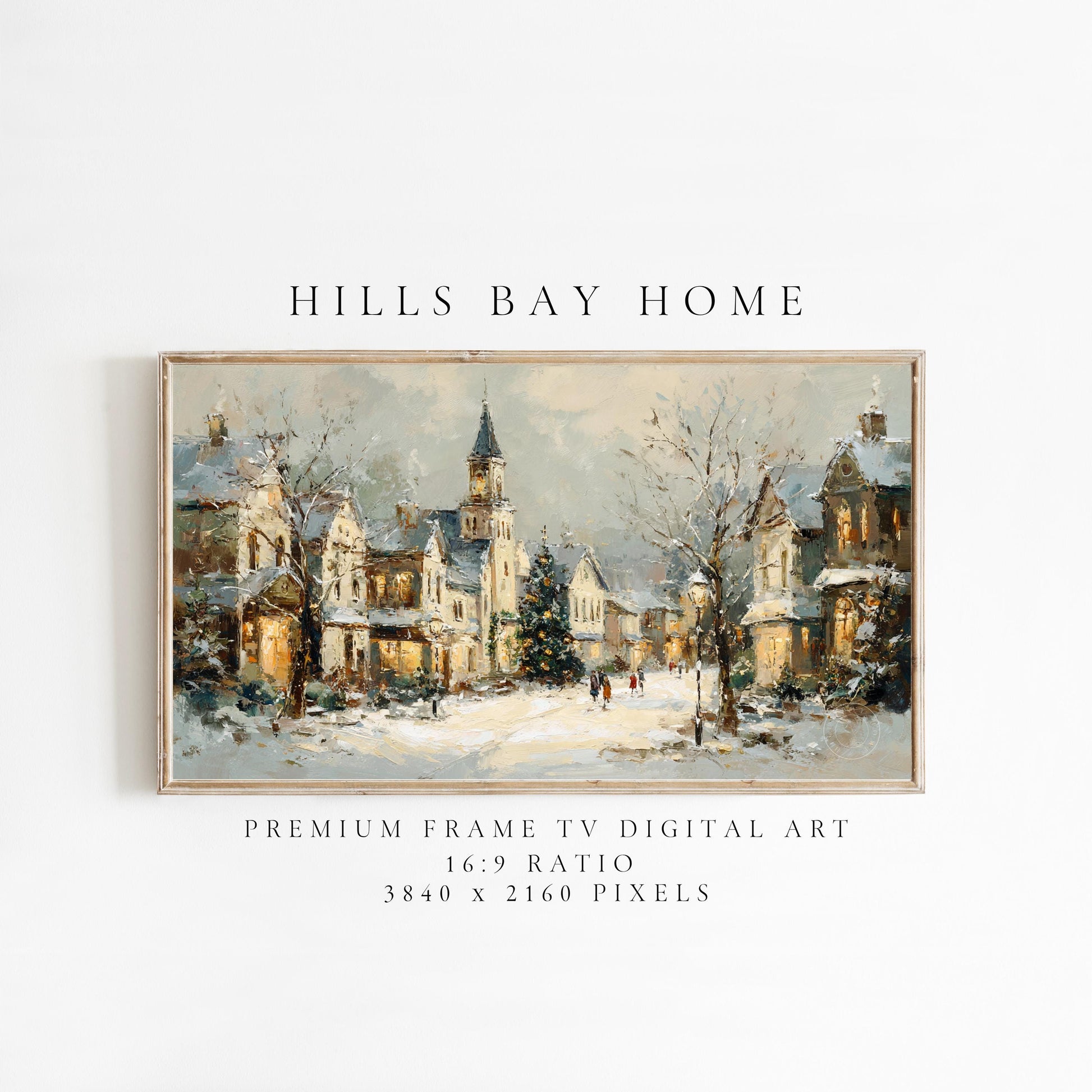 Christmas Village Landscape Frame Tv Art, Digital Download Art for Frame Tv, Winter Tv Art, Christmas Tv Art, Painting Frame Tv Art