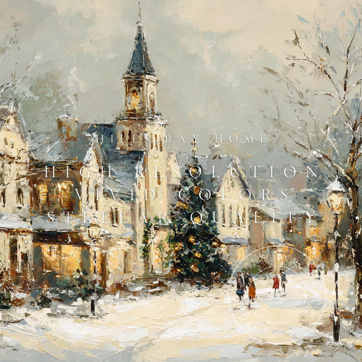 Christmas Village Landscape Frame Tv Art, Digital Download Art for Frame Tv, Winter Tv Art, Christmas Tv Art, Painting Frame Tv Art