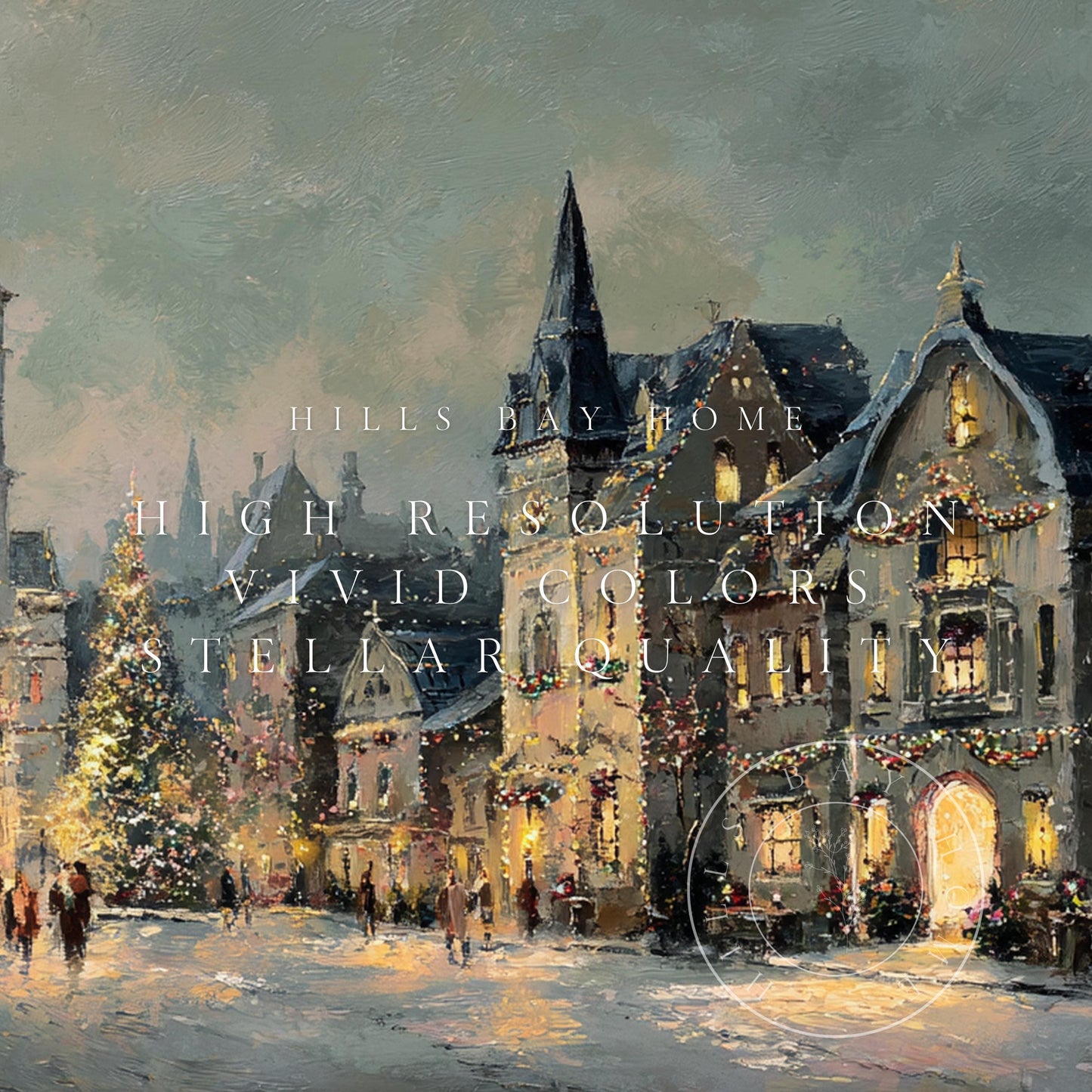 Moody Christmas Village Landscape Frame Tv Art, Digital Download Art for Frame Tv, Winter Tv Art, Christmas Tv Art, Painting Frame Tv Art