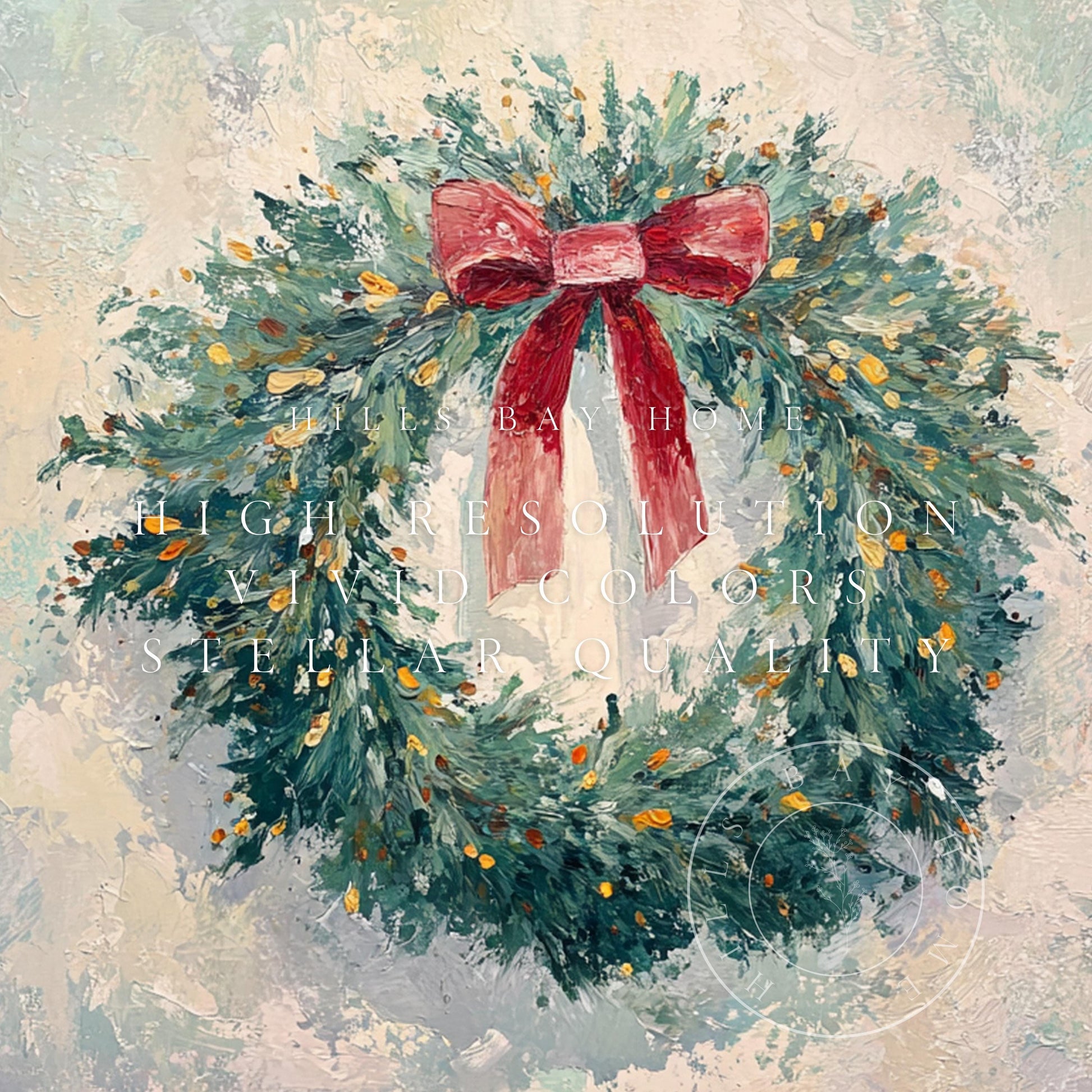 Christmas Wreath Frame Tv Art, Digital Download Art for Frame Tv, Winter Tv Art, Christmas Tv Art, Painting Frame Tv Art