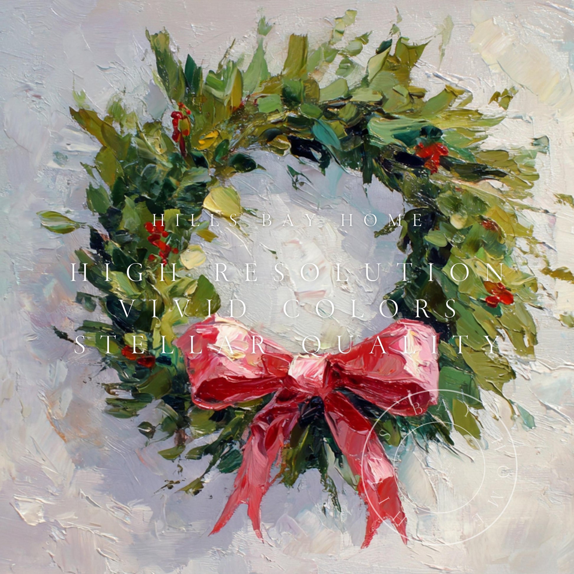 Christmas Wreath Frame Tv Art, Digital Download Art for Frame Tv, Winter Tv Art, Christmas Tv Art, Painting Frame Tv Art