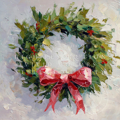 Christmas Wreath Frame Tv Art, Digital Download Art for Frame Tv, Winter Tv Art, Christmas Tv Art, Painting Frame Tv Art