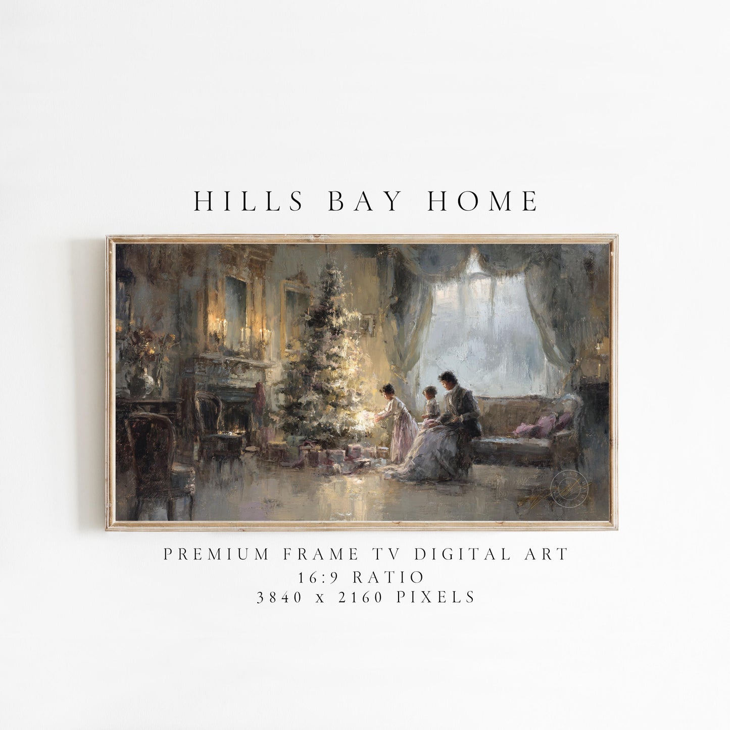 Classical Christmas Tree Frame Tv Art, Digital Download Art for Frame Tv, Winter Tv Art, Elegant Christmas Tv Art, Painting Frame Tv Art