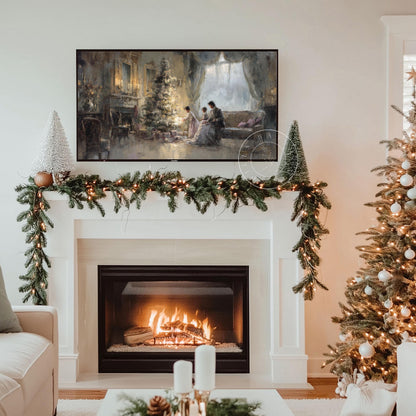 Classical Christmas Tree Frame Tv Art, Digital Download Art for Frame Tv, Winter Tv Art, Elegant Christmas Tv Art, Painting Frame Tv Art