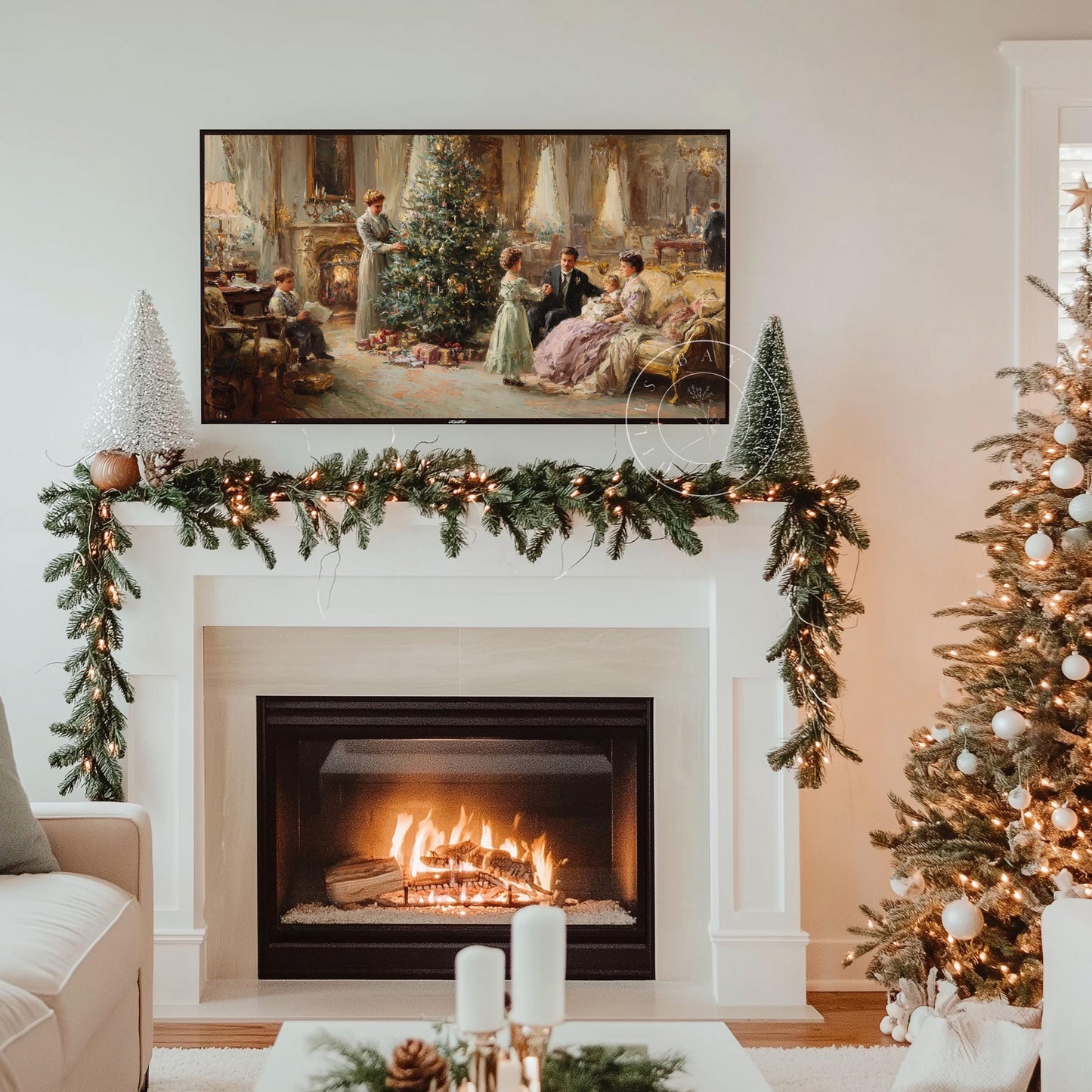 Classical Christmas Tree Frame Tv Art, Digital Download Art for Frame Tv, Winter Tv Art, Elegant Christmas Tv Art, Painting Frame Tv Art