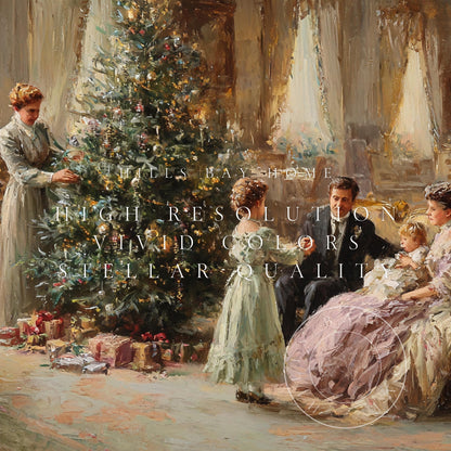 Classical Christmas Tree Frame Tv Art, Digital Download Art for Frame Tv, Winter Tv Art, Elegant Christmas Tv Art, Painting Frame Tv Art