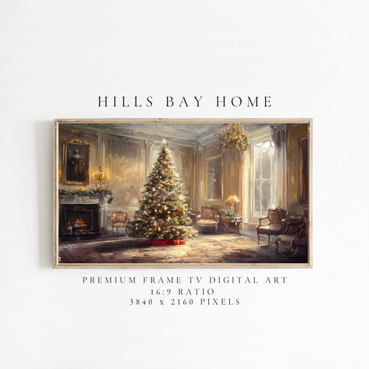 Classic Elegant Christmas Frame Tv Art, Digital Download Art for Frame Tv, Winter Tv Art, Elegant Christmas Tv Art, Painting Frame Tv Art