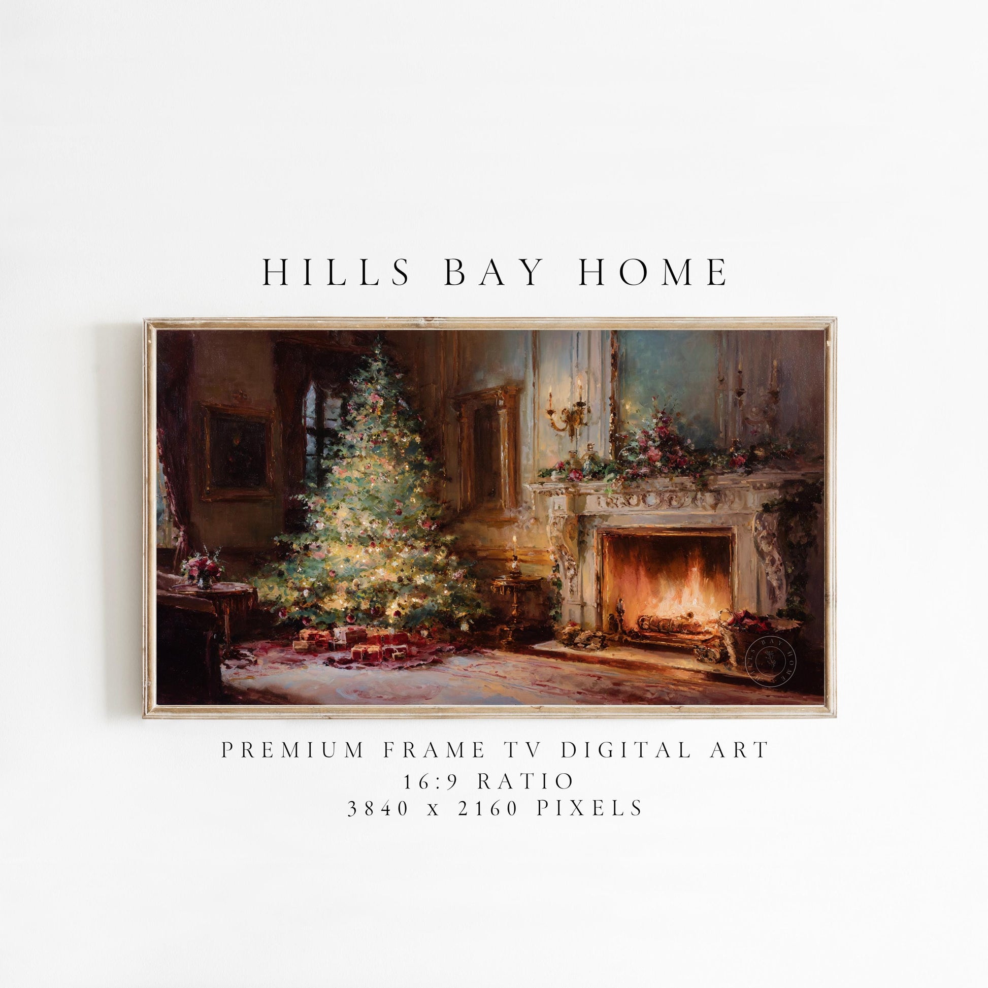 Classic Elegant Christmas Frame Tv Art, Digital Download Art for Frame Tv, Winter Tv Art, Elegant Christmas Tv Art, Painting Frame Tv Art