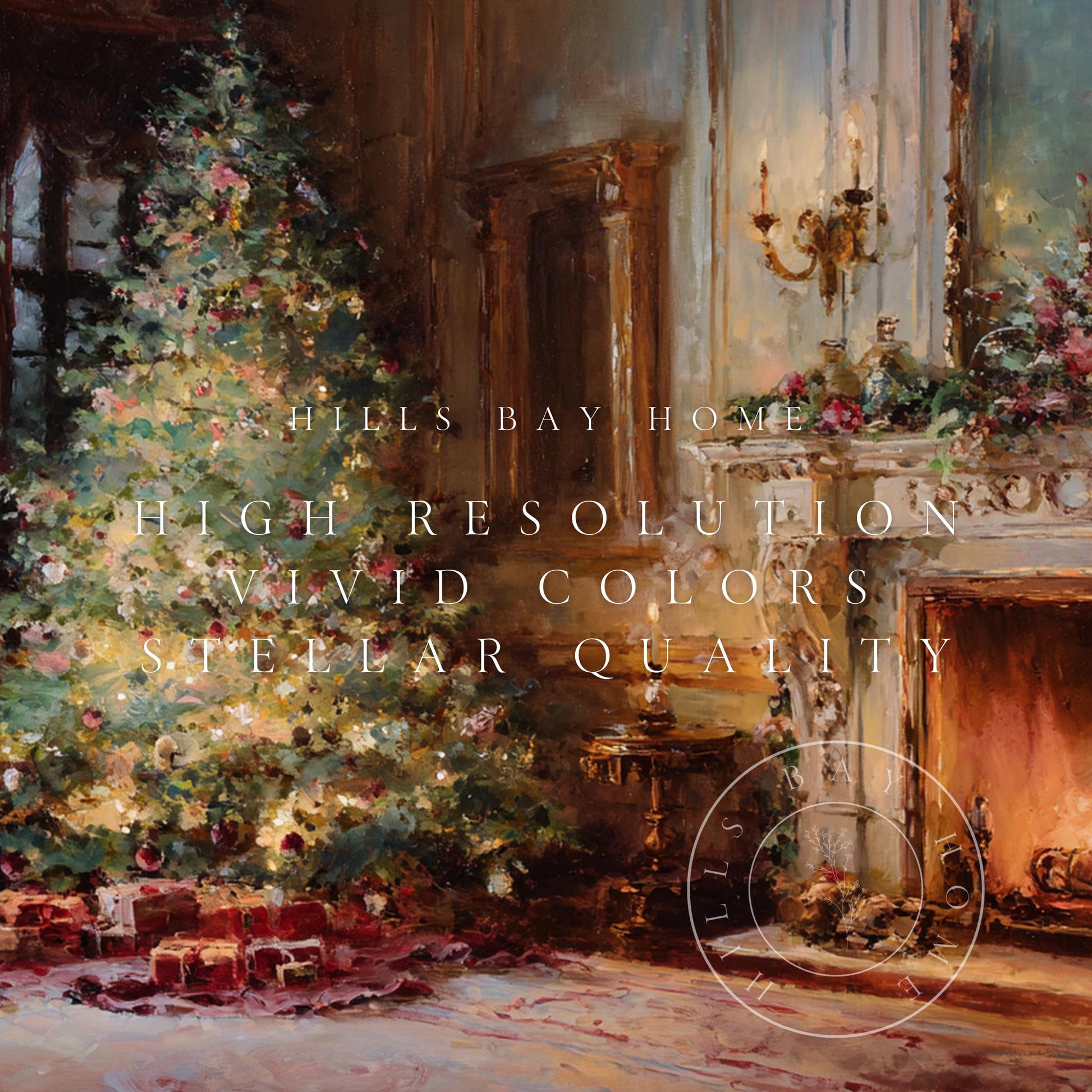 Classic Elegant Christmas Frame Tv Art, Digital Download Art for Frame Tv, Winter Tv Art, Elegant Christmas Tv Art, Painting Frame Tv Art