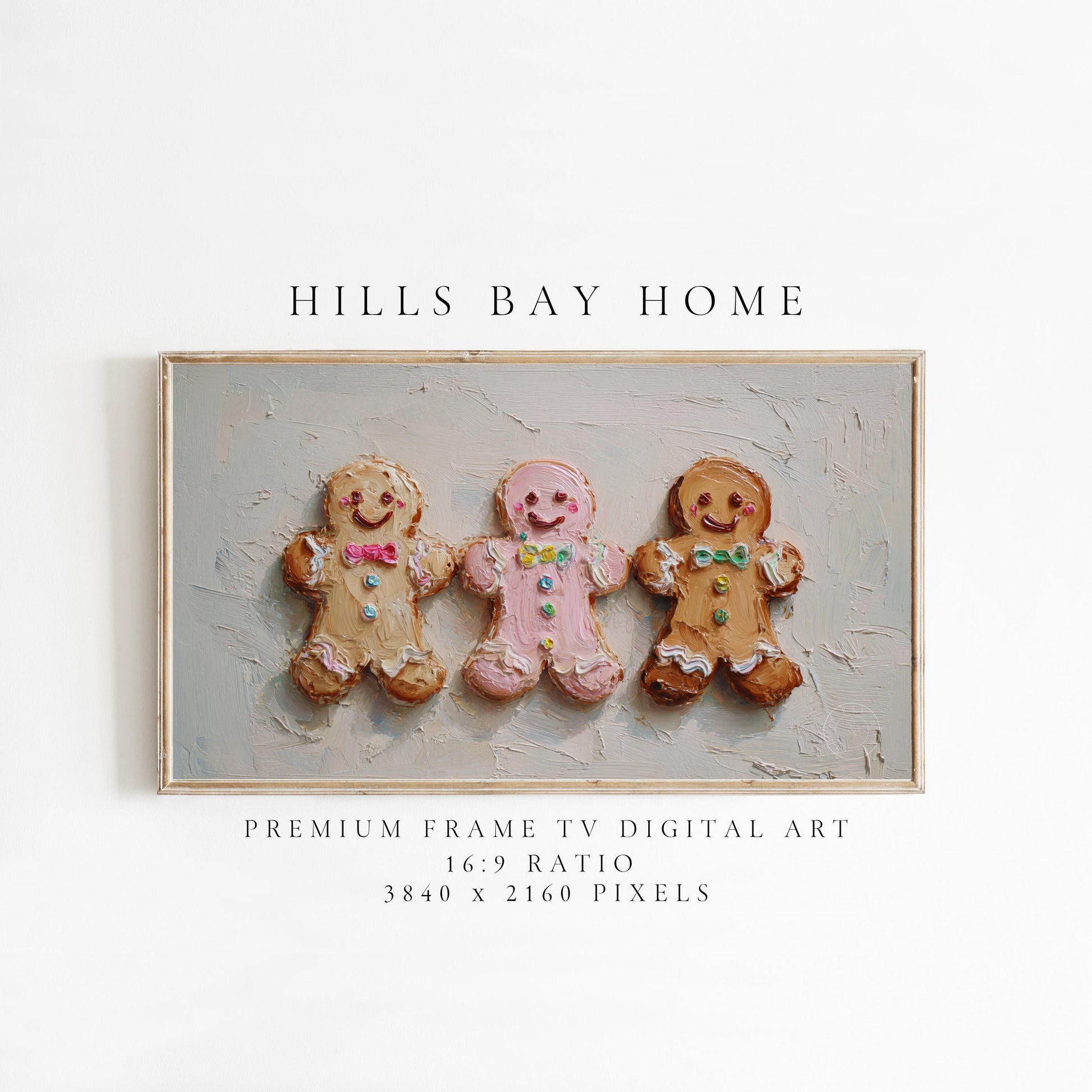 Gingerbread Man Christmas Frame Tv Art, Digital Download Art for Frame Tv, Christmas Cookies Tv Art, Christmas Tv Art, Painting Frame Tv Art