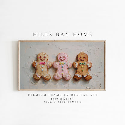 Gingerbread Man Christmas Frame Tv Art, Digital Download Art for Frame Tv, Christmas Cookies Tv Art, Christmas Tv Art, Painting Frame Tv Art