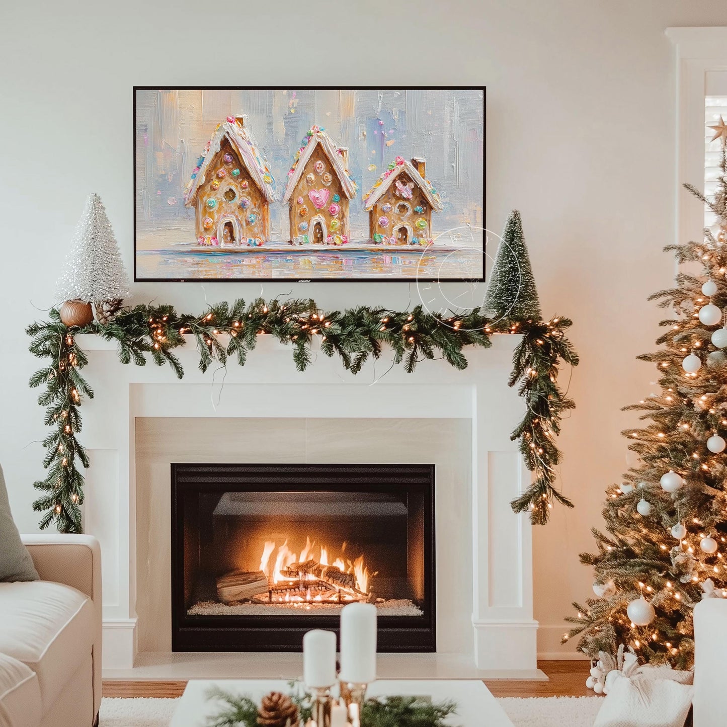 Gingerbread House Christmas Frame Tv Art, Digital Download Art for Frame Tv, Christmas Cookie Tv Art, Christmas Tv Art, Painting Tv Art