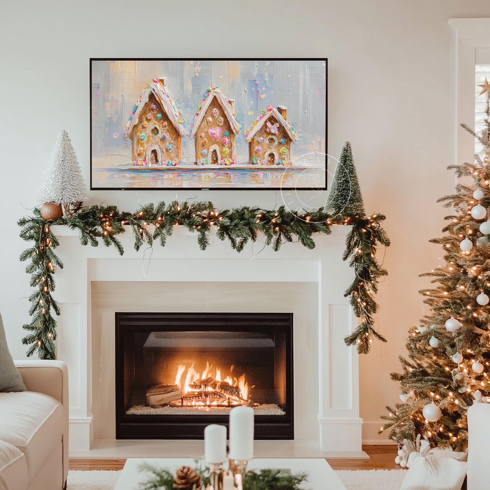 Gingerbread House Christmas Frame Tv Art, Digital Download Art for Frame Tv, Christmas Cookie Tv Art, Christmas Tv Art, Painting Tv Art