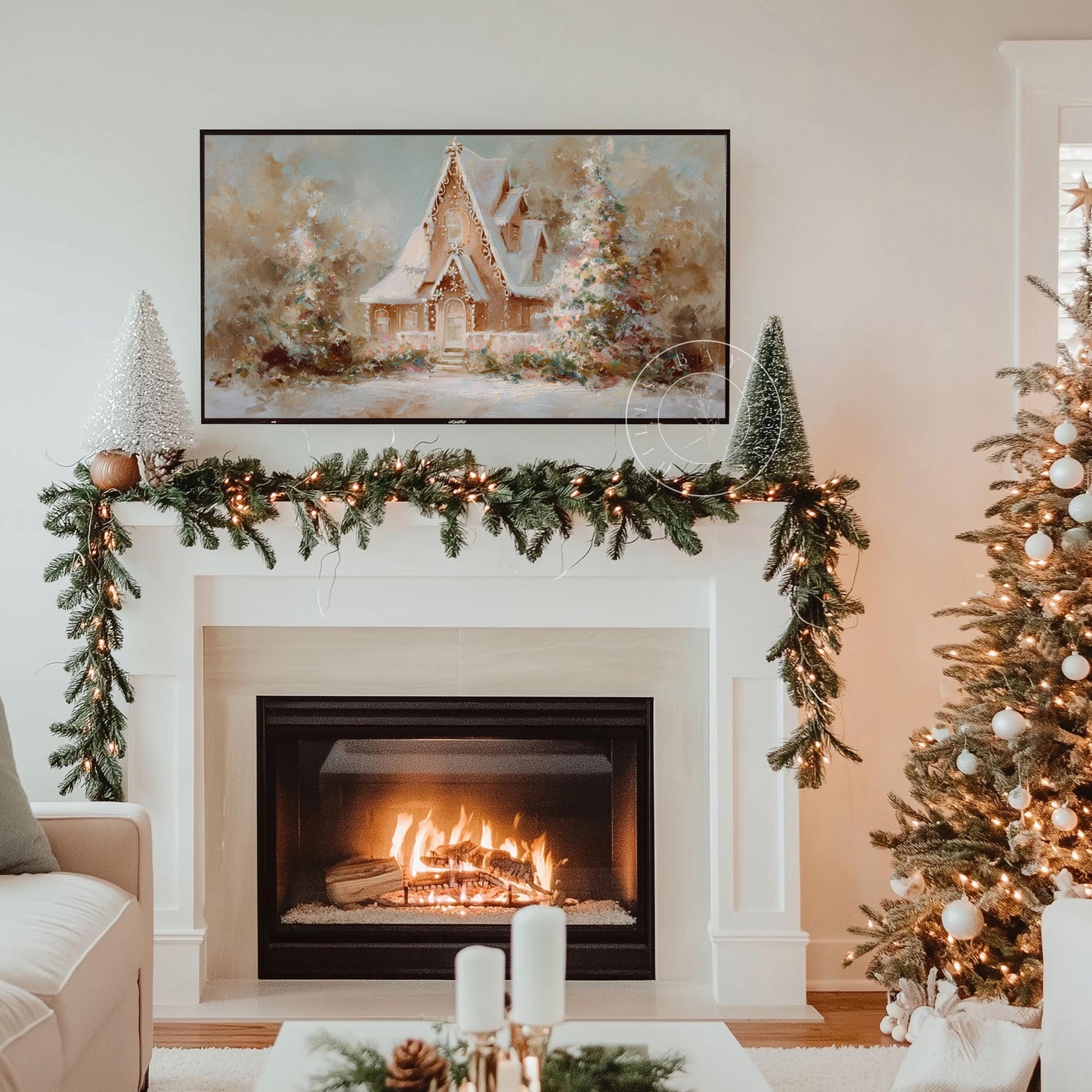 Gingerbread House Christmas Frame Tv Art, Digital Download Art for Frame Tv, Christmas Cookie Tv Art, Christmas Tv Art, Painting Tv Art