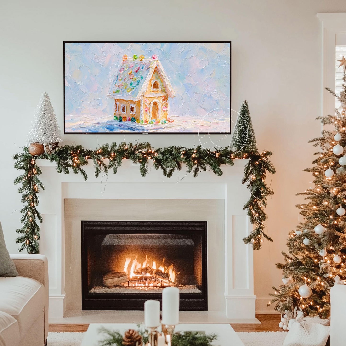 Cute Gingerbread House Christmas Frame Tv Art, Digital Download Art for Frame Tv, Christmas Cookie Tv Art, Christmas Tv Art, Painting Tv Art