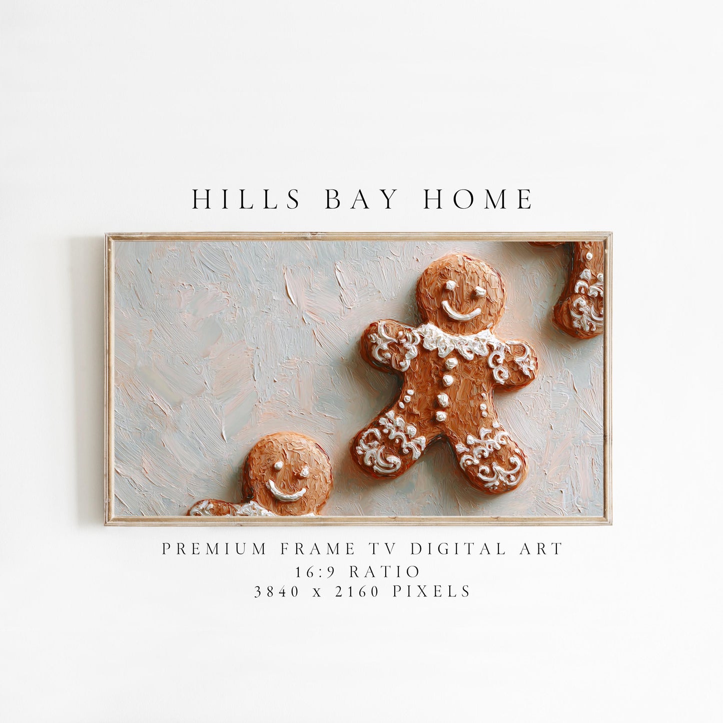 Gingerbread Man Christmas Frame Tv Art, Digital Download Art for Frame Tv, Christmas Cookies Tv Art, Christmas Tv Art, Painting Frame Tv Art