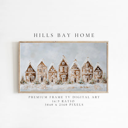 Gingerbread House Village Christmas Frame Tv Art, Digital Download Art Frame Tv, Christmas Cookie Tv Art, Christmas Tv Art, Painting Tv Art