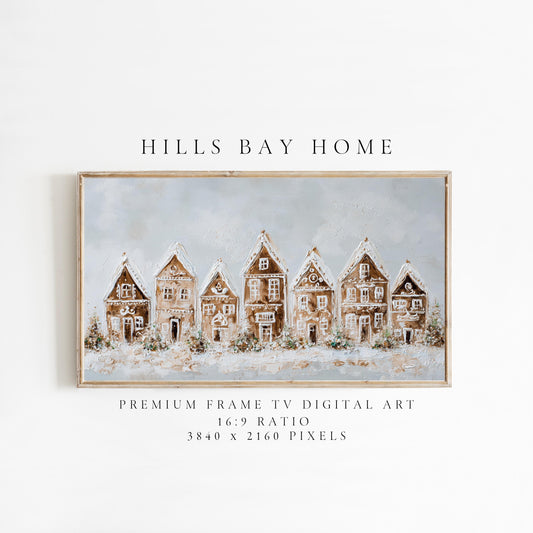Gingerbread House Village Christmas Frame Tv Art, Digital Download Art Frame Tv, Christmas Cookie Tv Art, Christmas Tv Art, Painting Tv Art
