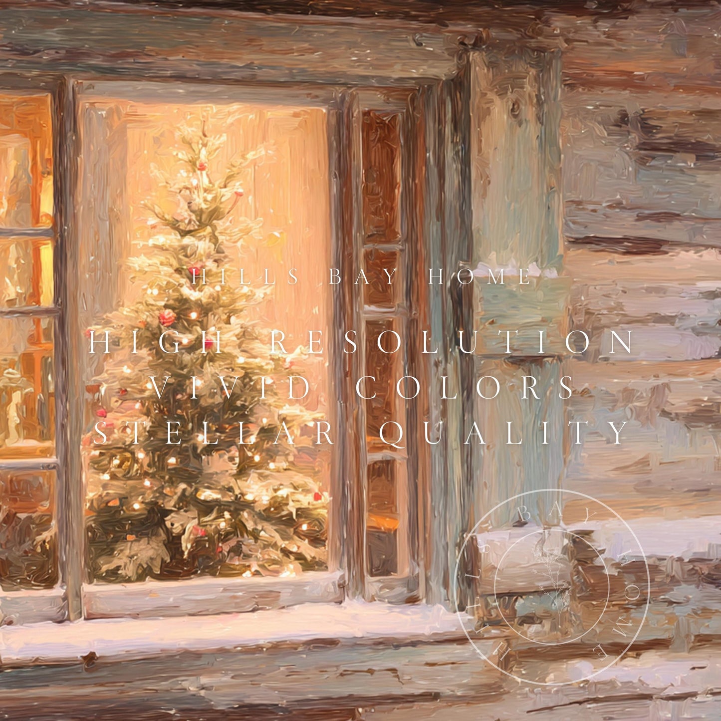 Log Cabin Christmas Frame Tv Art, Digital Download Art for Frame Tv, Winter Tv Art, Christmas Tv Art, Painting Frame Tv Art