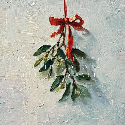 Mistletoe Tv Art, Digital Download Art for Frame Tv, Winter Tv Art, Christmas Tv Art, Painting Frame Tv Art