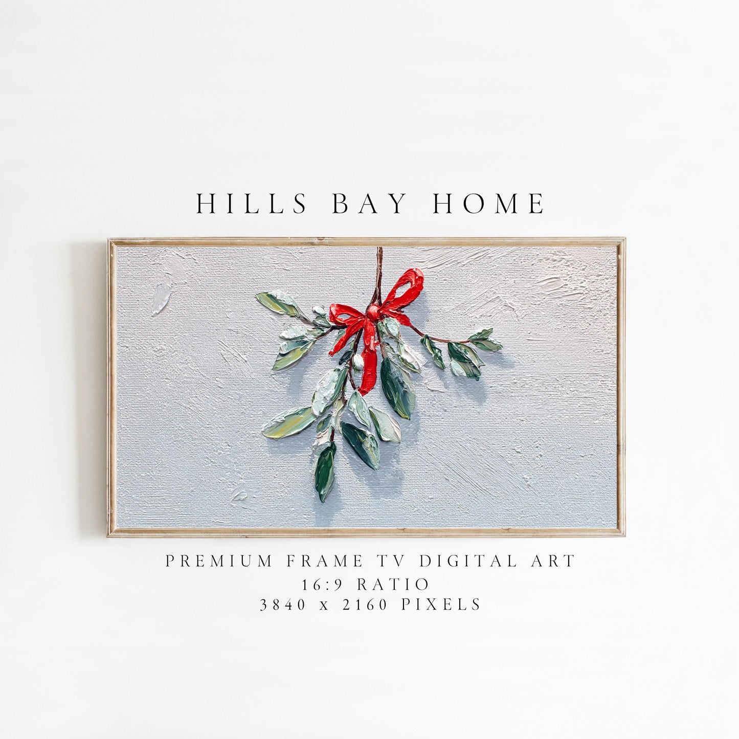 Mistletoe Tv Art, Digital Download Art for Frame Tv, Winter Tv Art, Christmas Tv Art, Painting Frame Tv Art