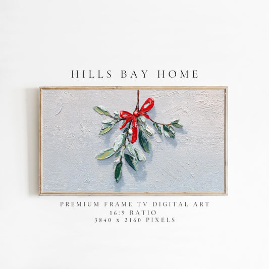 Mistletoe Tv Art, Digital Download Art for Frame Tv, Winter Tv Art, Christmas Tv Art, Painting Frame Tv Art