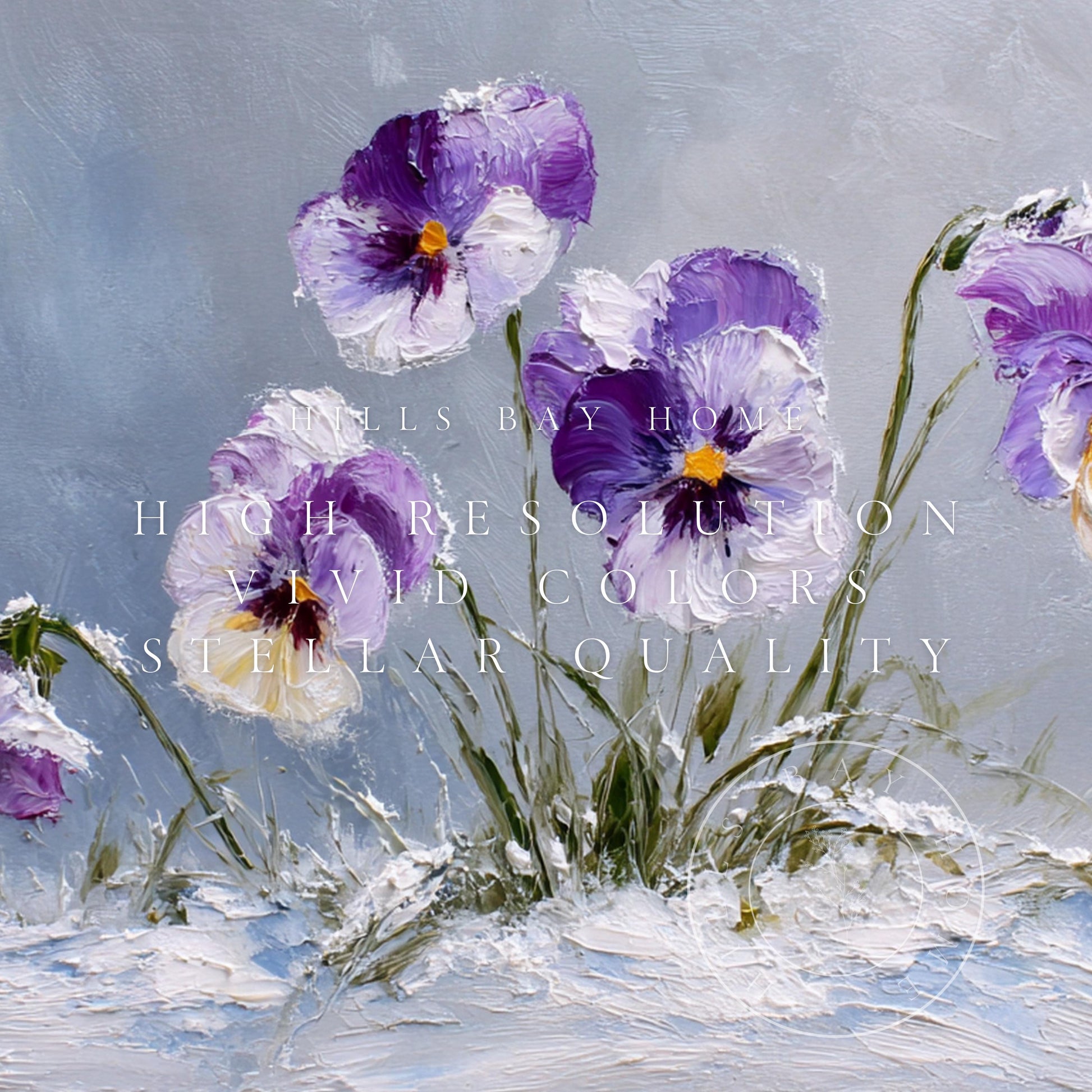Winter Pansies Tv Art, Digital Download Art for Frame Tv, Winter Tv Art, Winter Florals Tv Art, Painting Frame Tv Art