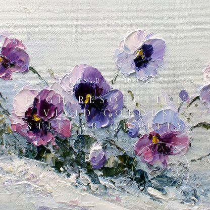Winter Pansies Tv Art, Digital Download Art for Frame Tv, Winter Tv Art, Winter Florals Tv Art, Painting Frame Tv Art