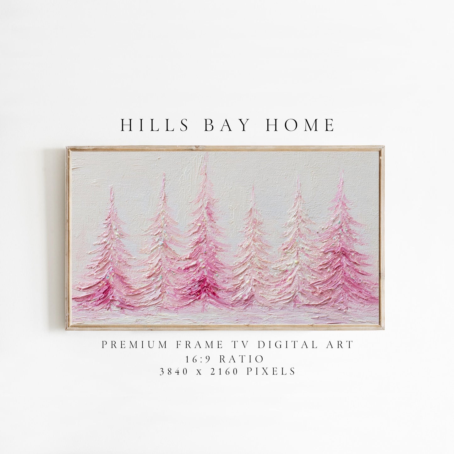 Pink Christmas Trees Tv Art, Digital Download Art for Frame Tv, Winter Tv Art, Pink Christmas Tv Art, Painting Frame Tv Art