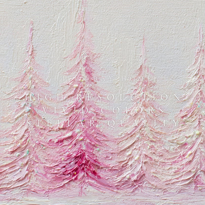 Pink Christmas Trees Tv Art, Digital Download Art for Frame Tv, Winter Tv Art, Pink Christmas Tv Art, Painting Frame Tv Art